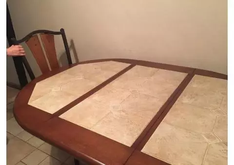 Wood table with ceramic top w 4 chairs
