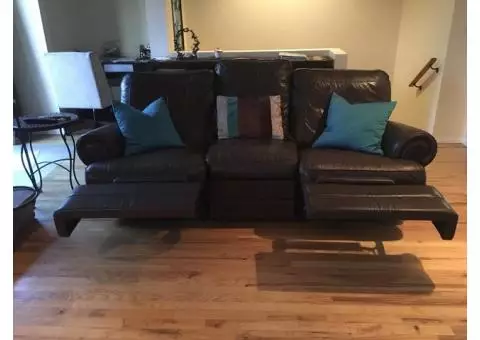 Leather recliner couch